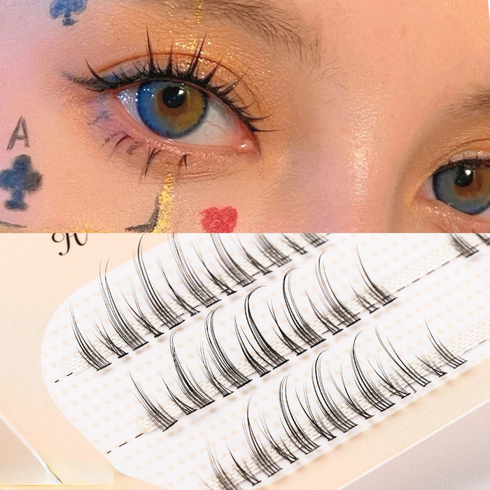 Wholesale plastic black stalk thin stalk false eyelashes segmented cos makeup JDC-EY-LanJL021