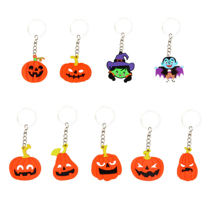 Wholesale Keychain PVC Halloween Pumpkin Bat MOQ≥6 JDC-KC-XinH006