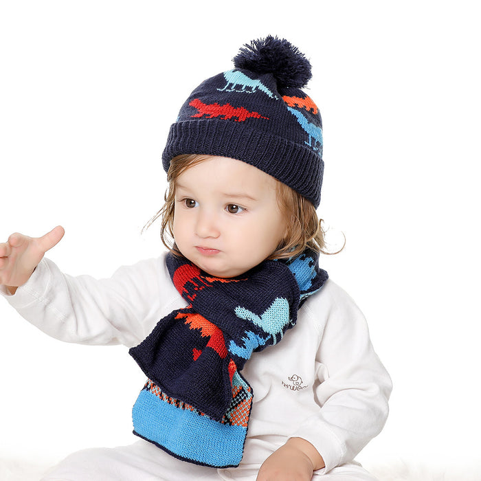 Wholesale Hat Acrylic Christmas Jacquard Kids Warm Scarf 2 Piece Set MOQ≥2sets JDC-FH-XMi013