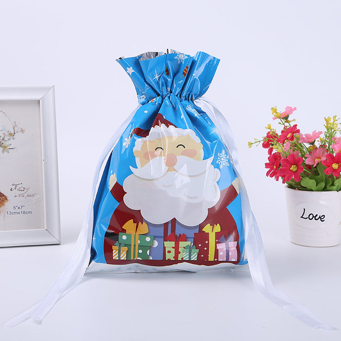Bolsa de regalo al por mayor plástico impresión navideña Drawstring Drawstring BoCh Candy Bag MOQ≥2 JDC-GB-ShenaO003