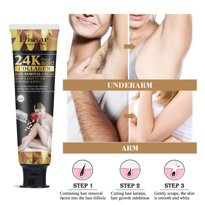 Wholesale 24K Collagen Hair Removal Cream for Men and Women Whole Body MOQ≥3 JDC-DM-HaiS003