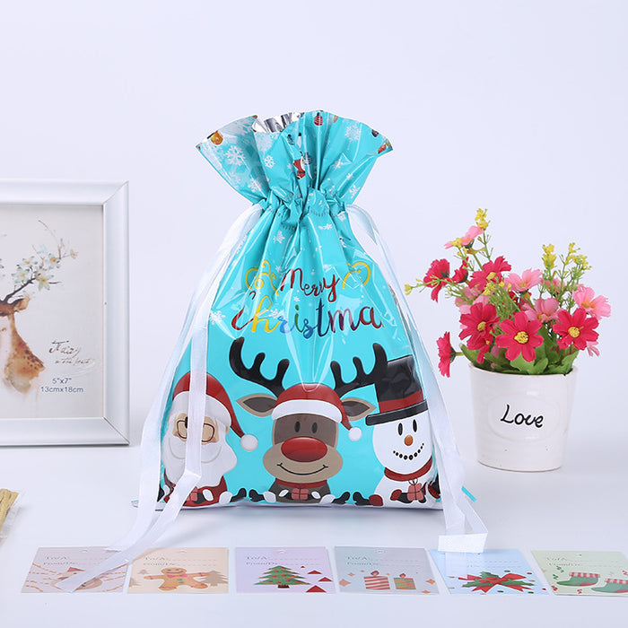 Wholesale Gift Bag Plastic Christmas Print Drawstring Drawstring Mouth Candy Bag MOQ≥2 JDC-GB-Shenao003