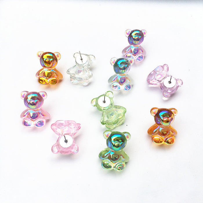 Wholesale Bright Candy Color Bear Resin Earrings JDC-ES-Chouteng001
