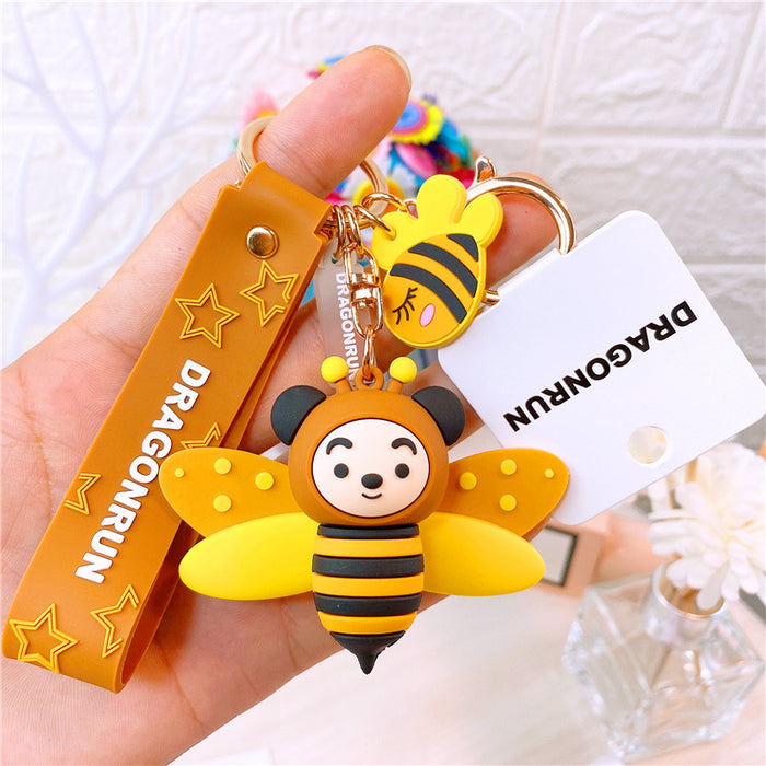 Wholesale cartoon cute bee doll bag bell keychain MOQ≥3 JDC-KC-DeK002