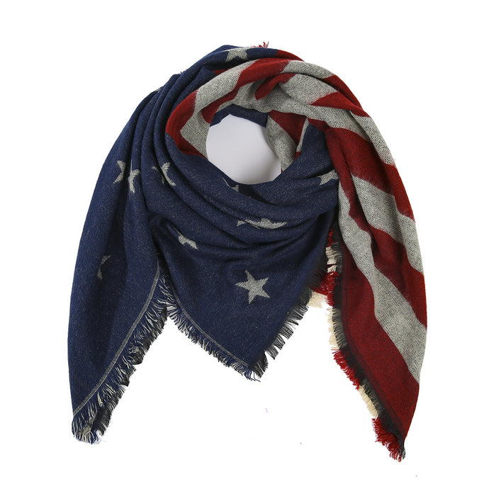 Wholesale Scarf Imitation Cashmere Winter Thickening Shawl Tassel American Flag JDC-SF-Yingm006