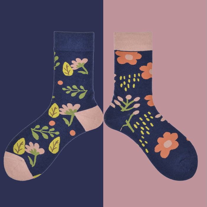 Wholesale trendy socks cotton socks high socks creative cartoon flower JDC-SK-MianZu003
