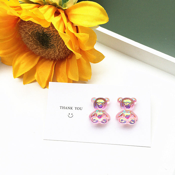 Wholesale Bright Candy Color Bear Resin Earrings JDC-ES-Chouteng001