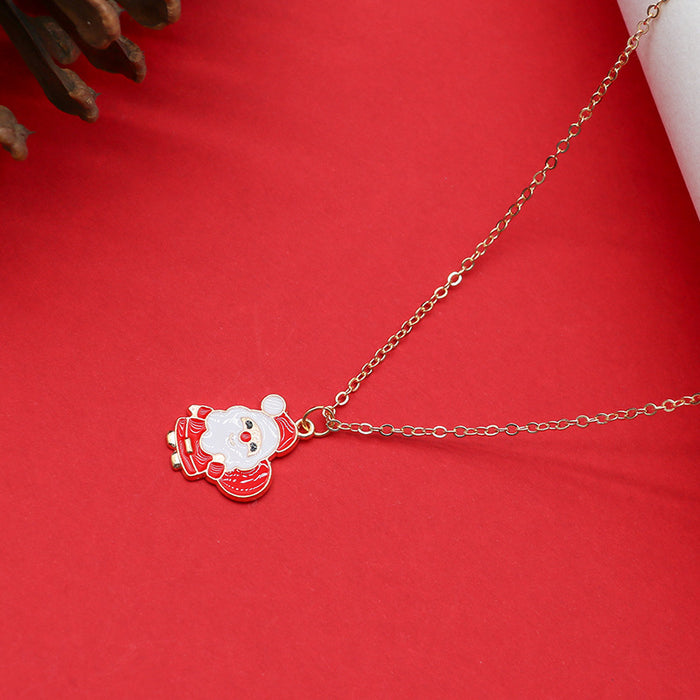 Wholesale Necklace Alloy Enamel Christmas Santa Claus Clavicle Chain JDC-NE-JinT003