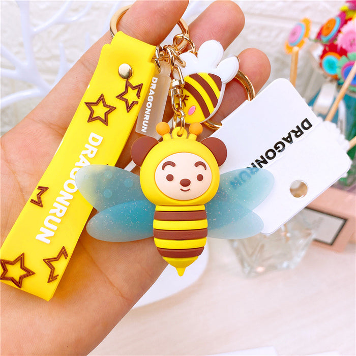 Wholesale cartoon cute bee doll bag bell keychain MOQ≥3 JDC-KC-DeK002