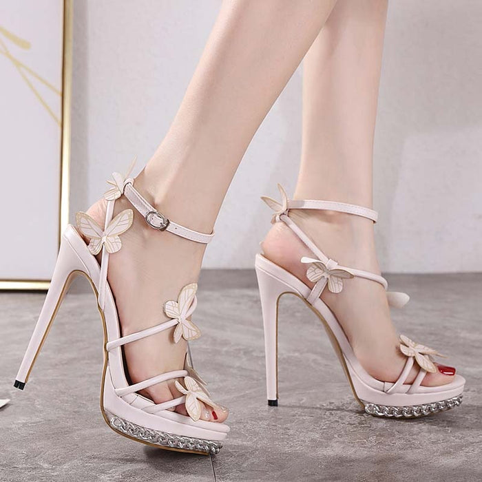 Wholesale waterproof platform high heel sandals women all match bow stiletto heels JDC-SD-XiaL005