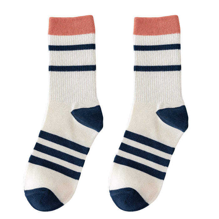 Calcetines al por mayor algodón de algodón de contraste rayado calcetines JDC-SK-AOH003