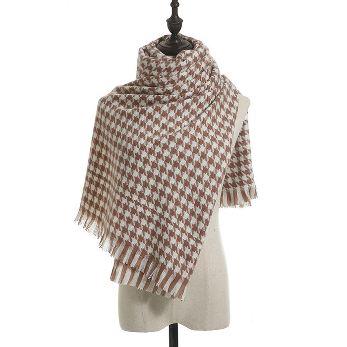Wholesale Scarf Polyester Fiber Autumn Winter Warm Houndstooth JDC-SF-Siyue002