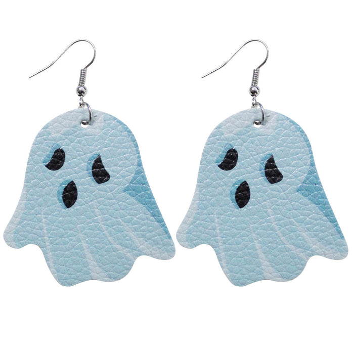 Wholesale Earrings PU Halloween Pumpkin Skull Ghost Single Sided MOQ≥2 JDC-ES-Tianpi002