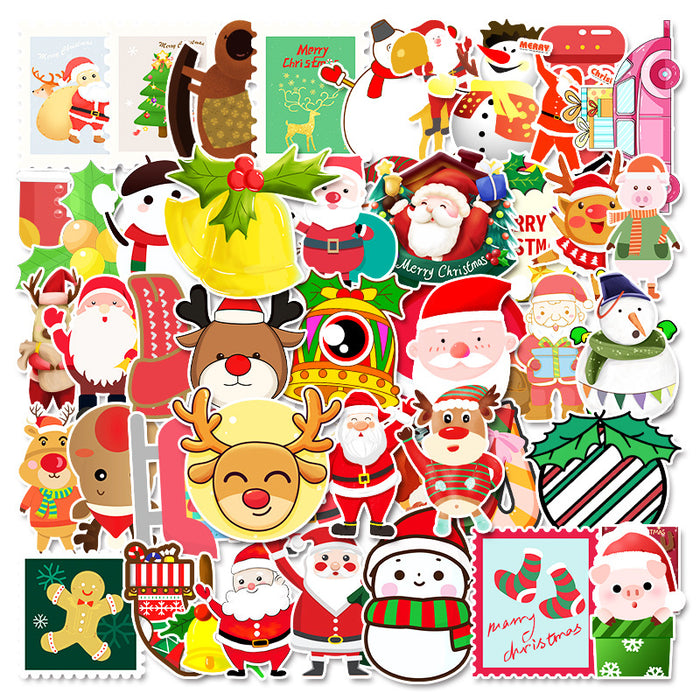 Pegatina al por mayor PVC impermeable dibujos animados de Navidad 50 piezas moq≥3 jdc-s-wanm003