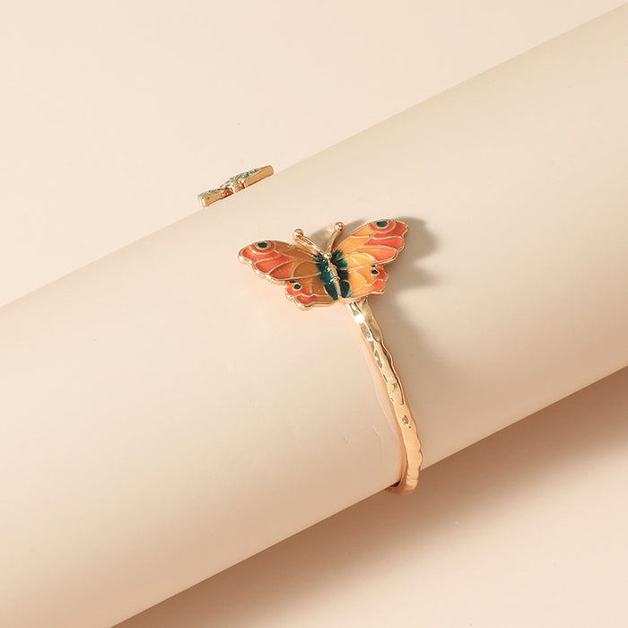 Wholesale Color Enamel Butterfly Alloy Bracelet JDC-BT-KaiQ001