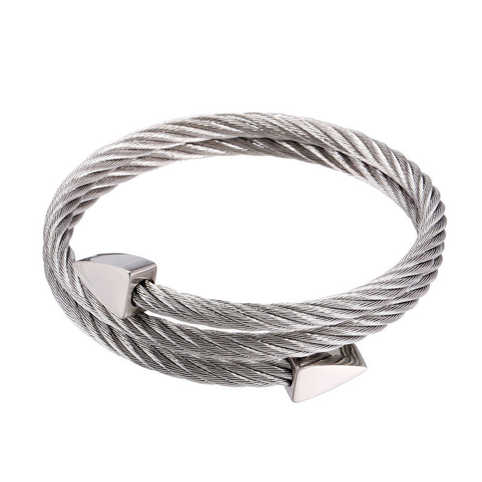 Wholesale titanium steel bracelet men's trendy triangle multi-layer bracelet JDC-BT-ZhuJ005