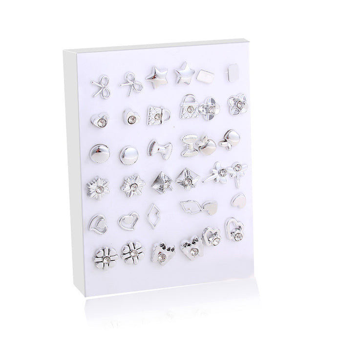 Wholesale 36 Pairs Mixed Style Gold Base Color Inlaid Pearl Hypoallergenic Stud Earrings JDC-ES-Jingy001