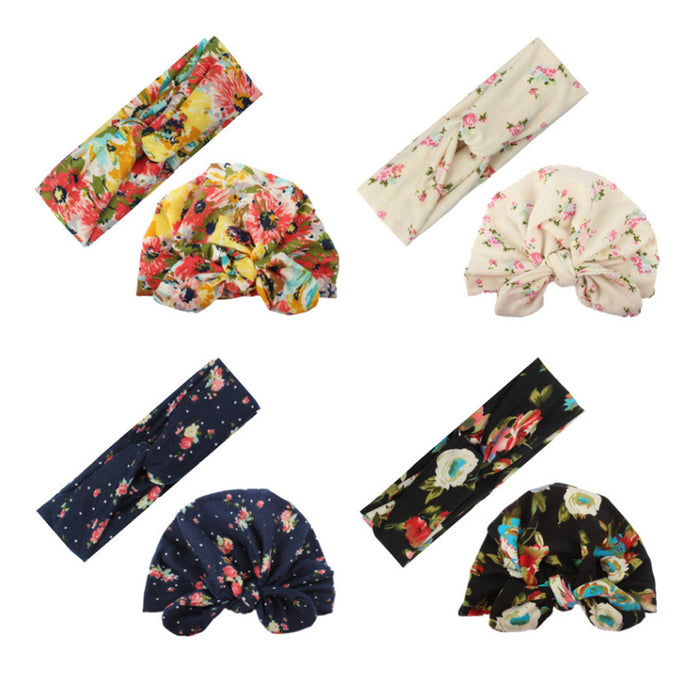 Wholesale mother baby suit printed cross hairband love printed sweatband JDC-HD-ML029