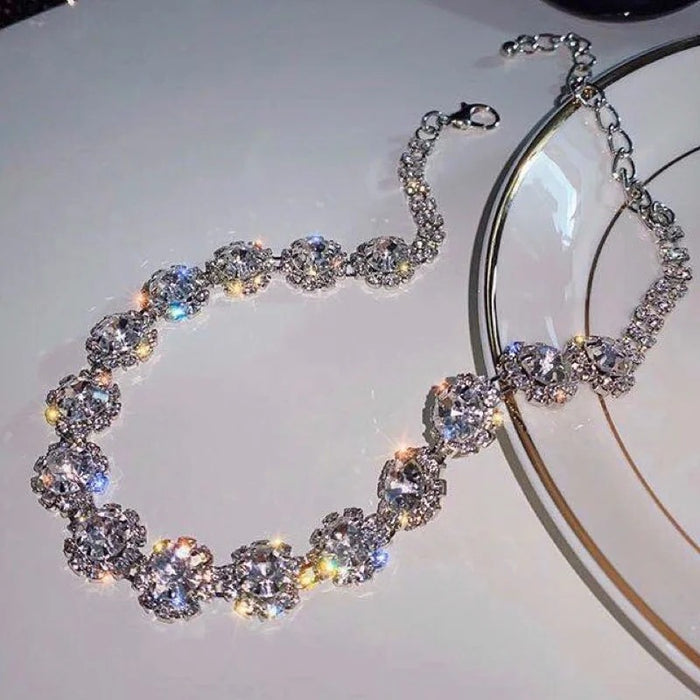 Wholesale Necklace Rhinestone Flower Shape Diamonds JDC-NE-ShangN001
