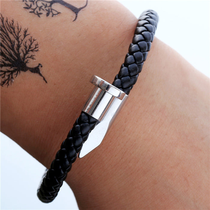 Bracelet en acier inoxydable en gros bracelet en acier inoxydable en cuir JDC-BT-Zhuj007