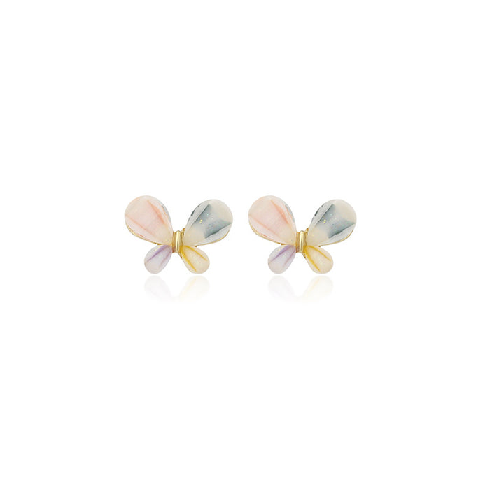 Wholesale Stained Glass Drill Stud Earrings Butterfly 925 Silver Post MOQ≥2 JDC-ES-Yir009