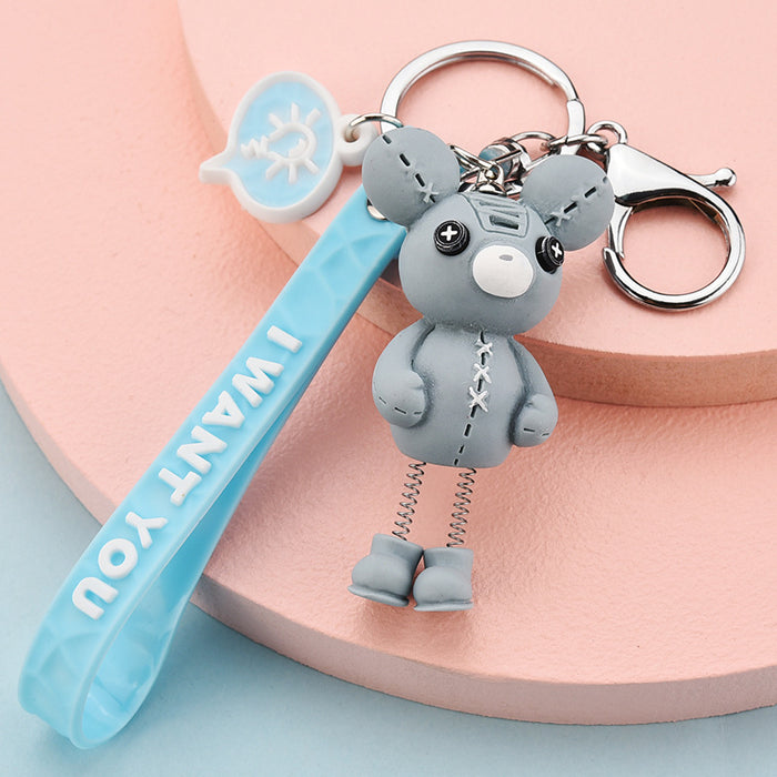Wholesale Keychains For Backpacks Geometric Resin Bear Keychain Personality Cute Animal Figure JDC-KC-YPin017