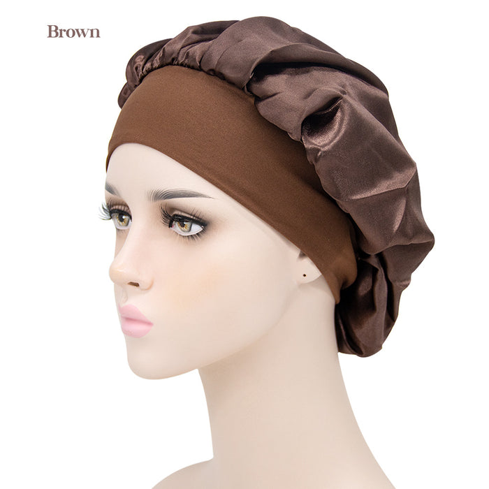 Wholesale Solid Color Wide Brim Stretch Night Cap Hair Care Beauty Shower Cap JDC-FH-MuSi001