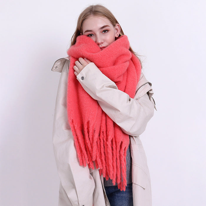 Wholesale Scarf Acrylic Imitation Cashmere Autumn Winter Thick Beard Solid Color Shawl MOQ≥2 JDC-SF-Shenm002