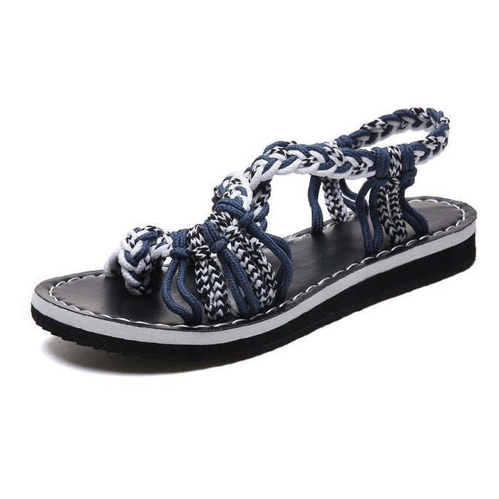 Wholesale colorblock rope knot beach pullover plus size women sandals JDC-SD-YanY001