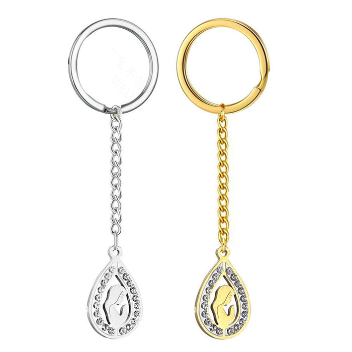 Wholesale Keychains Stainless Steel Crystal Water Drop Angel MOQ≥2 JDC-KC-DZhan001