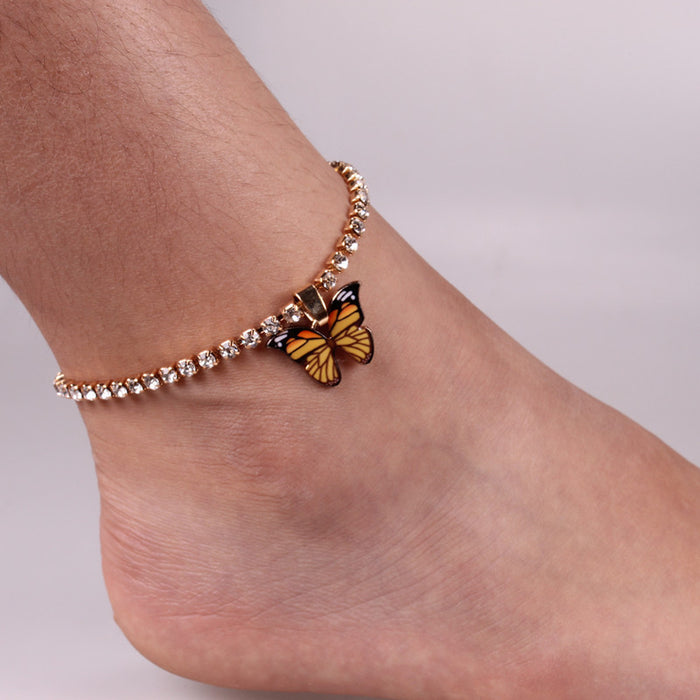 Wholesale Rhinestone Butterfly Pendant Anklet JDC-AS-WenB001