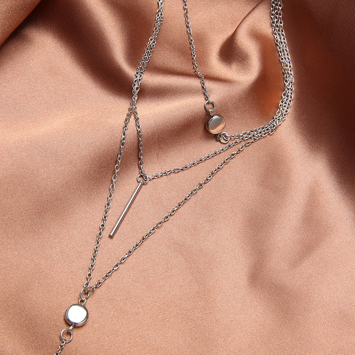 Collar al por mayor Aleación de perlas de cobre lentejuelas combinación simple collar de damas multicapa JDC-ne-myl002