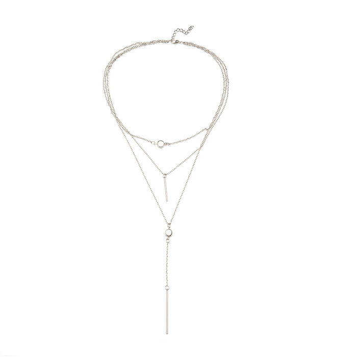 Collar al por mayor Aleación de perlas de cobre lentejuelas combinación simple collar de damas multicapa JDC-ne-myl002