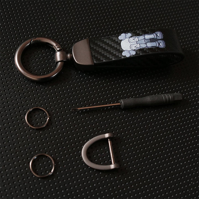 Wholesale Keychains Alloy Carbon Fiber Leather Color Printing MOQ≥2 JDC-KC-YYP001