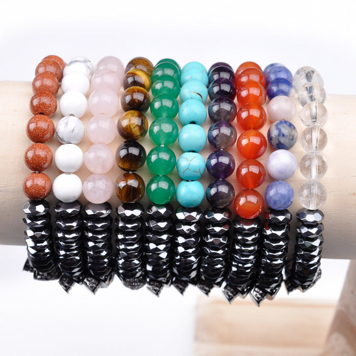 Beads planas al por mayor Beads Black Magnet Crossbones Pulsera JDC-BT-Yanh009