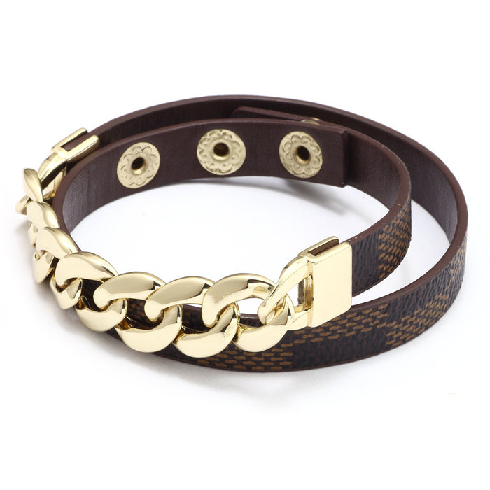 Wholesale Multi-Circle PU Leather Chain Multifunctional Bracelet (F) JDC-BT-QiN007