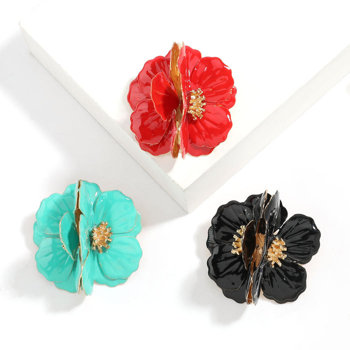 Wholesale Alloy Flower Earrings Alloy and Drip Oil JDC-ES-JL1072