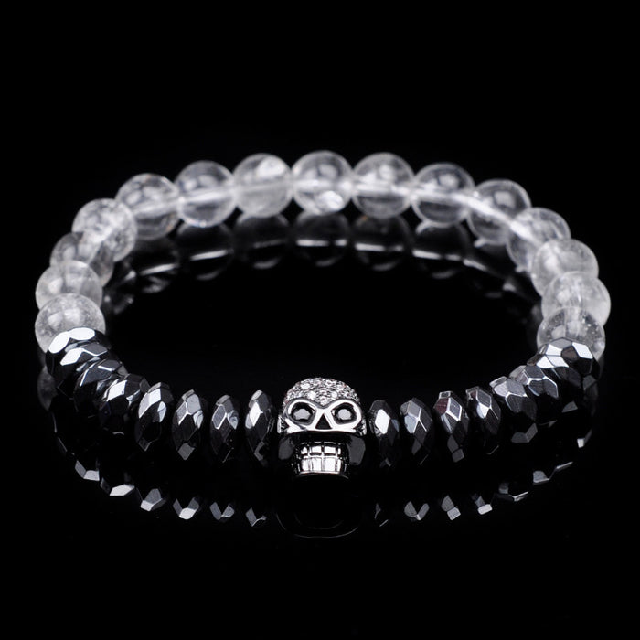 Wholesale Faceted Flat Beads Black Magnet Crossbones Bracelet JDC-BT-YanH009