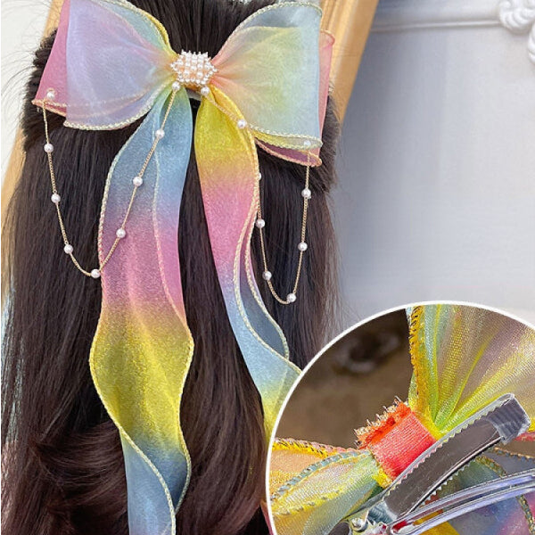 Wholesale Mesh Children's Bow Ribbon Hair Clip MOQ≥2 JDC-HC-Chengfei007