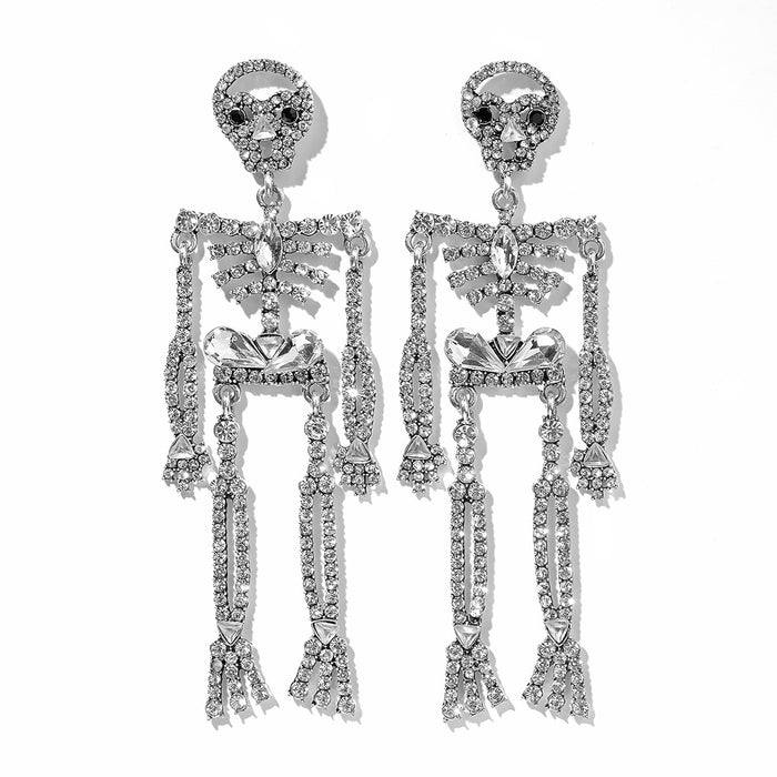 Wholesale Earrings Alloy Halloween Full Diamond Skull Humanoid Earrings JDC-ES-MOM022