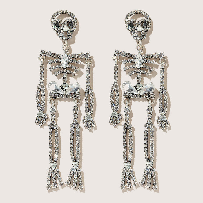 Pendientes al por mayor aleación Halloween Full Diamond Skull Pendientes humanoides JDC-ES-MOM022