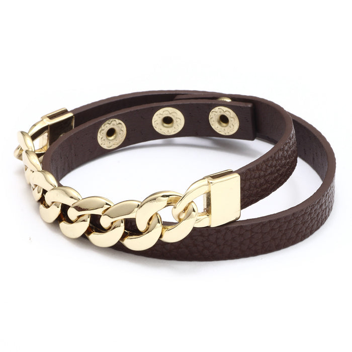 Wholesale Multi-Circle PU Leather Chain Multifunctional Bracelet (F) JDC-BT-QiN007