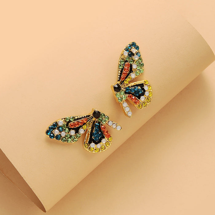 Wholesale Diamond Rhinestone Crystal Butterfly Stud Earrings JDC-ES-JDie007