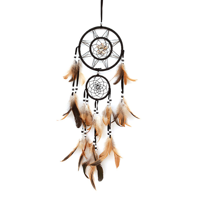 Wholesale Shell Indian Feather ABS Circle Flocking Fabric Dreamcatcher MOQ≥2 JDC-DC-MengS022