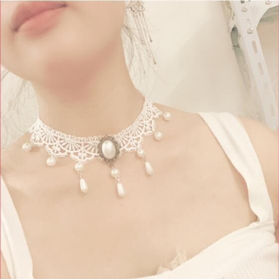 Wholesale Necklace White Lace Clavicle Chain JDC-NE-LP006