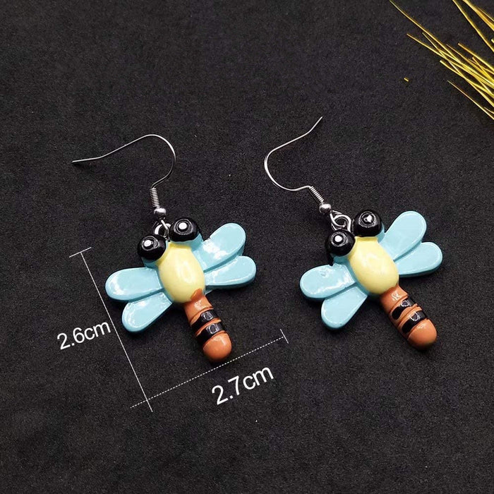 Wholesale Cartoon Dragonfly Resin Earrings MOQ≥3 JDC-ES-Caitao015