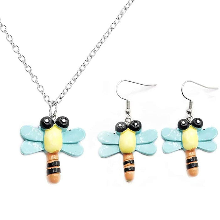 Wholesale Cartoon Dragonfly Resin Earrings MOQ≥3 JDC-ES-Caitao015