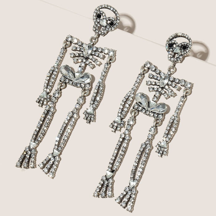 Pendientes al por mayor aleación Halloween Full Diamond Skull Pendientes humanoides JDC-ES-MOM022