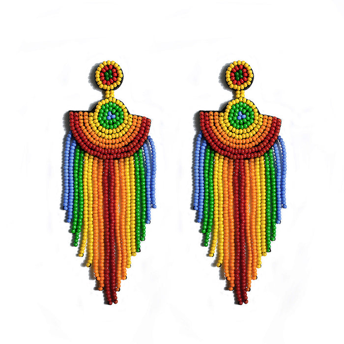 Jewelry WholesaleWholesale Rice Beads Rainbow Beaded Boho Earrings JDC-ES-JM008 Earrings 杰米 %variant_option1% %variant_option2% %variant_option3%  Factory Price JoyasDeChina Joyas De China