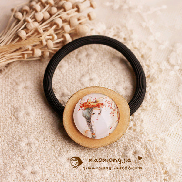 Wholesale diy time gem jewelry female forest wood hair tie MOQ≥2 JDC-HS-ChangY001